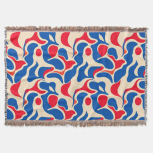 🔵🔴⚪ Abstrakt Blå Röd Vit För Modern Hem Filt