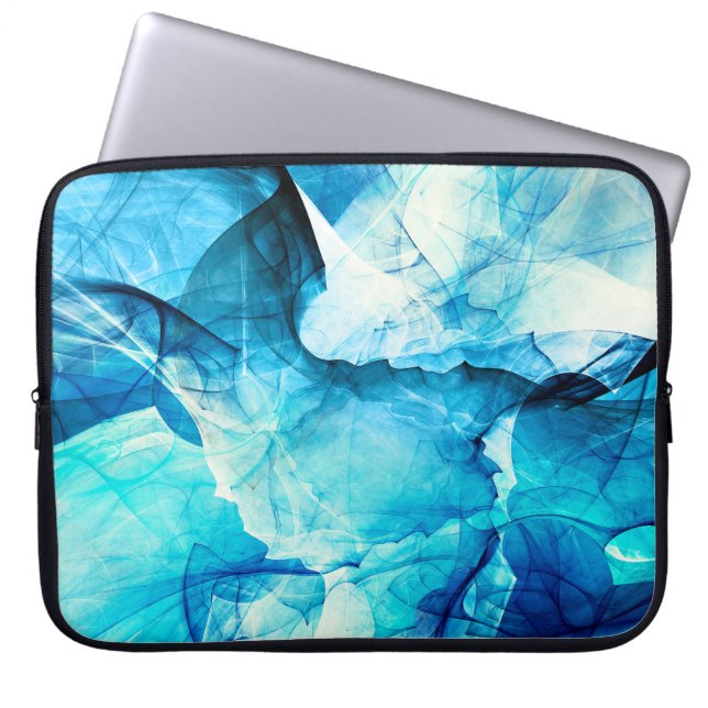 Abstrakt blå rörelse: fraktalsammansättning. laptop fodral (Framsidan)