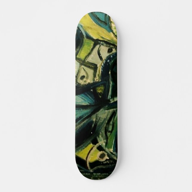 Abstrakt Blå Skateboard Bräda 20,5 Cm (Framsida)