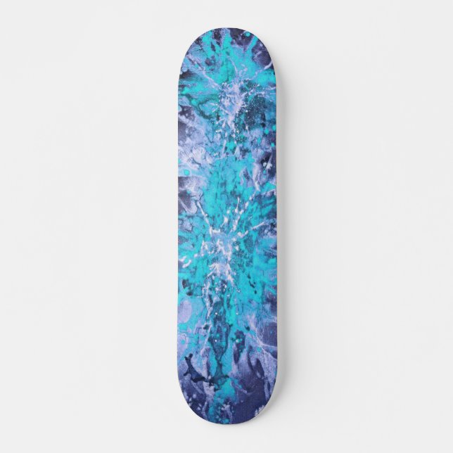 Abstrakt | Blå stänk grunge Old School Skateboard Bräda 18 Cm (Framsida)