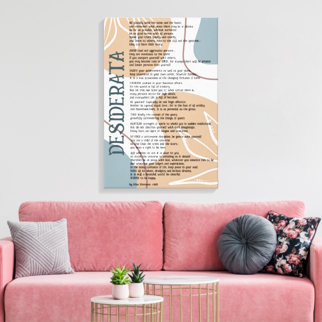 Abstrakt Blå Tan Desiderata av Max Ehrman  Canvastryck (Insitu (Vardagsrum))
