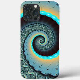 Abstrakt blå turkos orange fraktal konst spiral