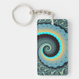 Abstrakt blå turkos orange fraktal konst spiral