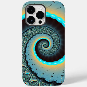 Abstrakt blå turkos orange fraktal konst spiral