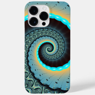 Abstrakt blå turkos orange fraktal konst spiral