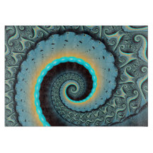 Abstrakt blå turkos orange fraktal konst spiral