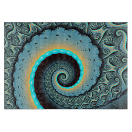 Abstrakt blå turkos orange fraktal konst spiral