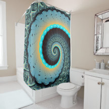 Abstrakt blå turkos orange fraktal konst spiral