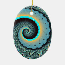 Abstrakt blå turkos orange fraktal konst spiral