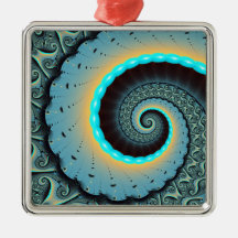 Abstrakt blå turkos orange fraktal konst spiral