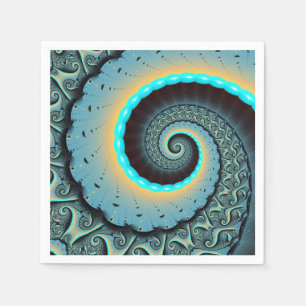 Abstrakt blå turkos orange fraktal konst spiral pappersservett