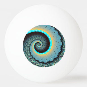 Abstrakt blå turkos orange fraktal konst spiral pingisboll