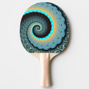 Abstrakt blå turkos orange fraktal konst spiral pingisracket