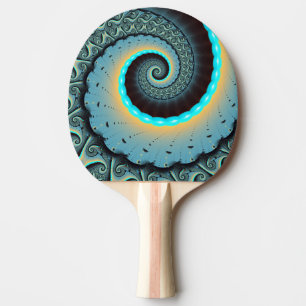 Abstrakt blå turkos orange fraktal konst spiral pingisracket