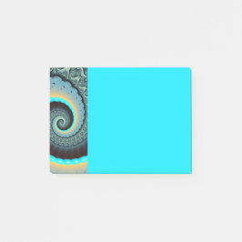 Abstrakt blå turkos orange fraktal konst spiral post-it block