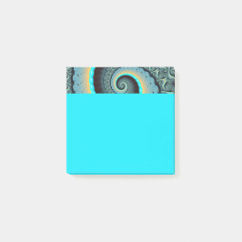 Abstrakt blå turkos orange fraktal konst spiral post-it block
