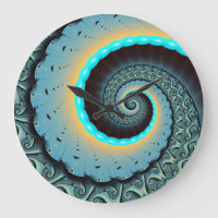 Abstrakt blå turkos orange fraktal konst spiral