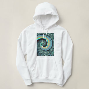 Abstrakt blå turkos orange fraktal konst spiral t shirt
