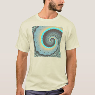 Abstrakt blå turkos orange fraktal konst spiral t shirt
