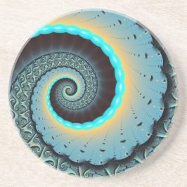 Abstrakt blå turkos orange fraktal konst spiral underlägg