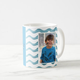Abstrakt Blå Våg Pojke Glad Födelsedag Foto Kaffemugg