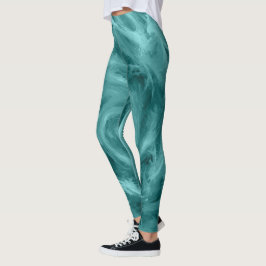Abstrakt blå vatten virvlande målning konstverk leggings