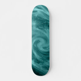 Abstrakt blå vatten virvlande målning konstverk mini skateboard bräda 18,5 cm