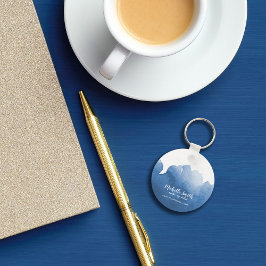 Abstrakt blå vattenfärg stänk konst konst nyckelring