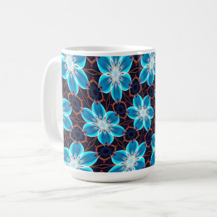 Abstrakt Blåa blommor Mönster Kaffemugg
