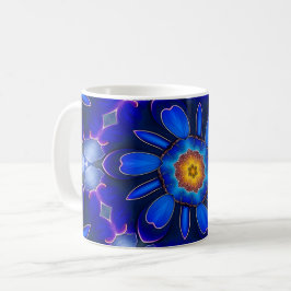 Abstrakt Blåa blommor Mönster Kaffemugg