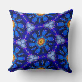 Abstrakt Blåa blommor Mönster Kudde