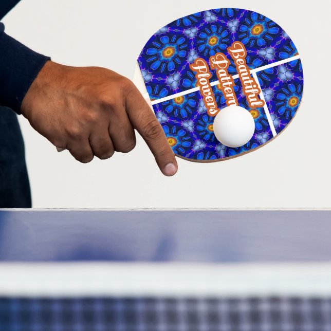 Abstrakt Blåa blommor Mönster Pingisracket (Insitu)