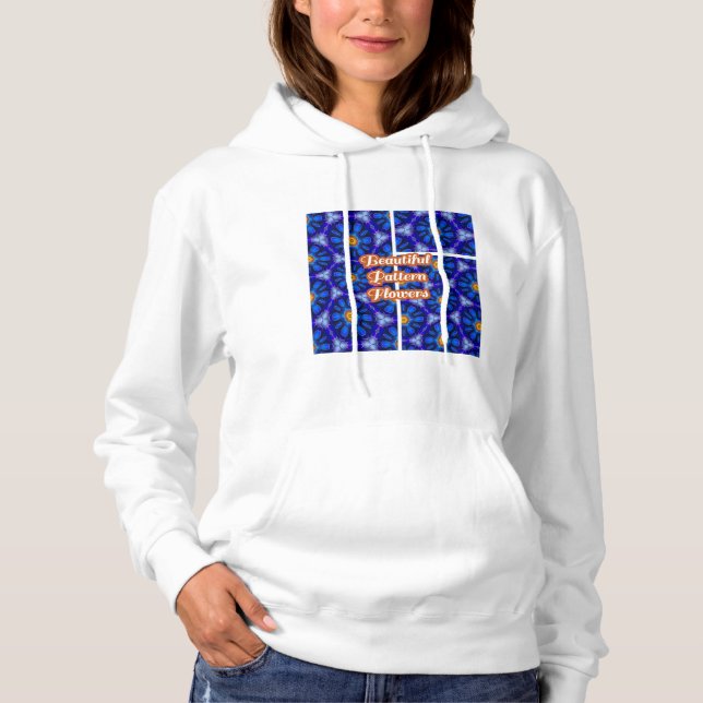 Abstrakt Blåa blommor Mönster T Shirt (Framsida)