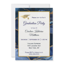 Abstrakt Blåagat Guld Cap Studenten