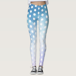 Abstrakt blåaktig vitpolka - punkt Leggings