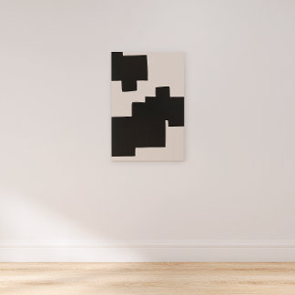 Abstrakt Black and Beige Geometric Kanvastryck