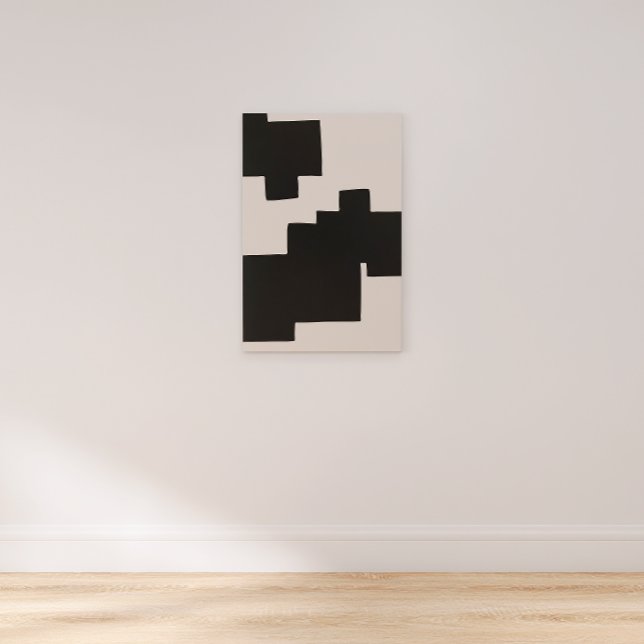 Abstrakt Black and Beige Geometric Kanvastryck (Skapare uppladdad)