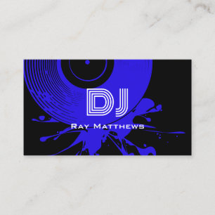 Abstrakt Black and Blue Disk DJ Music Producer Visitkort