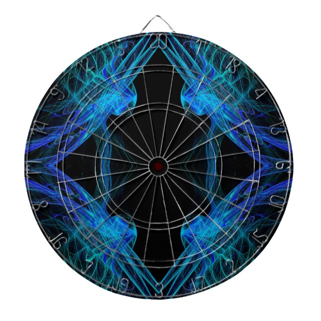 Abstrakt Black and Blue Fractal Dart Board Darttavla (Framsidan)