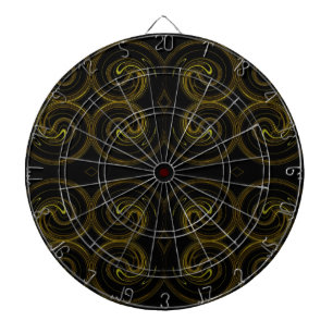 Abstrakt Black and Guld Fractal Dart Board Darttavla