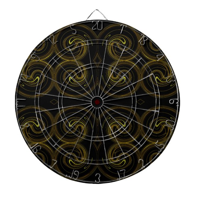 Abstrakt Black and Guld Fractal Dart Board Darttavla (Framsidan)