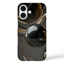Abstrakt Black and Guld Gloss Phone Case