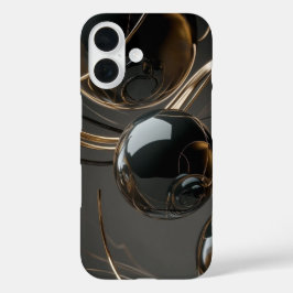 Abstrakt Black and Guld Gloss Phone Case