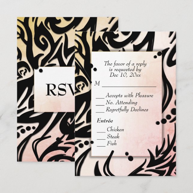 Abstrakt Black and Peach Tribal with Menu OSA (Fram/baksida)