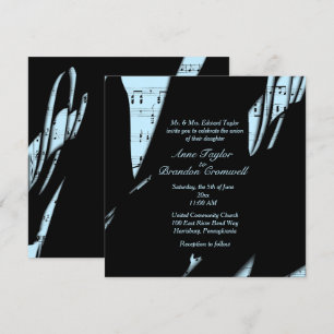 Abstrakt Black and Powder Blue Music Inbjudningar