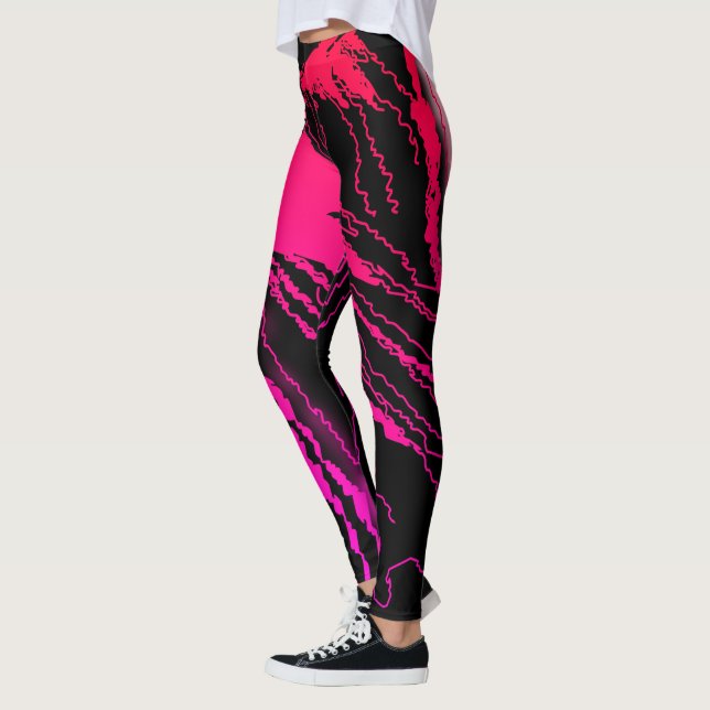 Abstrakt Black and Rosa Leggings (Vänster)