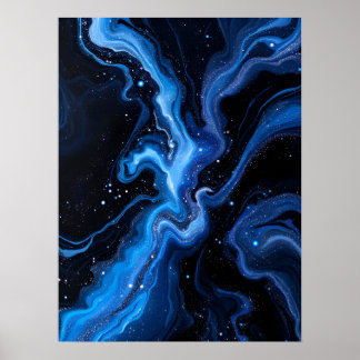 Abstrakt Black and White Art.Cosmic Blue Marble Poster