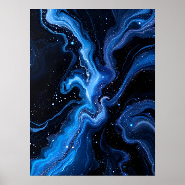 Abstrakt Black and White Art.Cosmic Blue Marble Poster (Framsidan)
