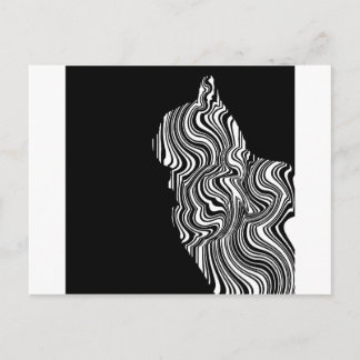 Abstrakt Black and White Cat Swirl Monochroom Vykort