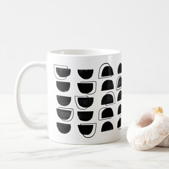 Abstrakt Black and White Coffee Mugg (Med munk)